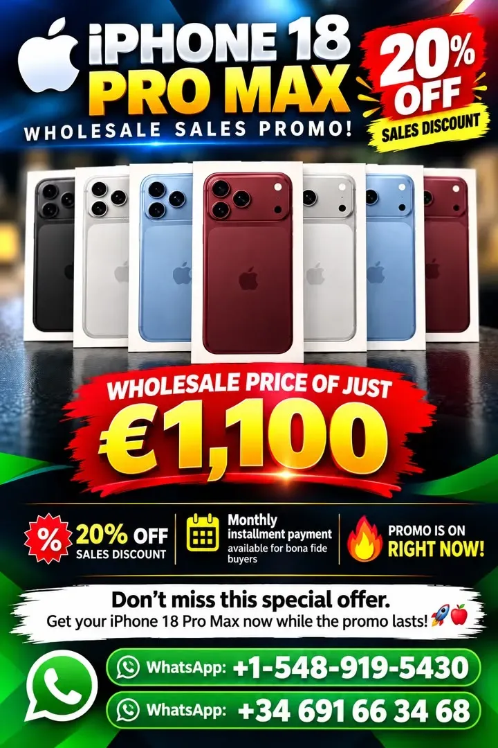 WHOLESALE SUPPLIERS OF iPHONE 18 PRO MAX 1TB & ACCEPT MONTHLY INSTALLMENT — GET YOURS NOW! - Photo 1